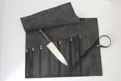 Australian Handmade Leather Chef's Knife Roll - Black - Image 4